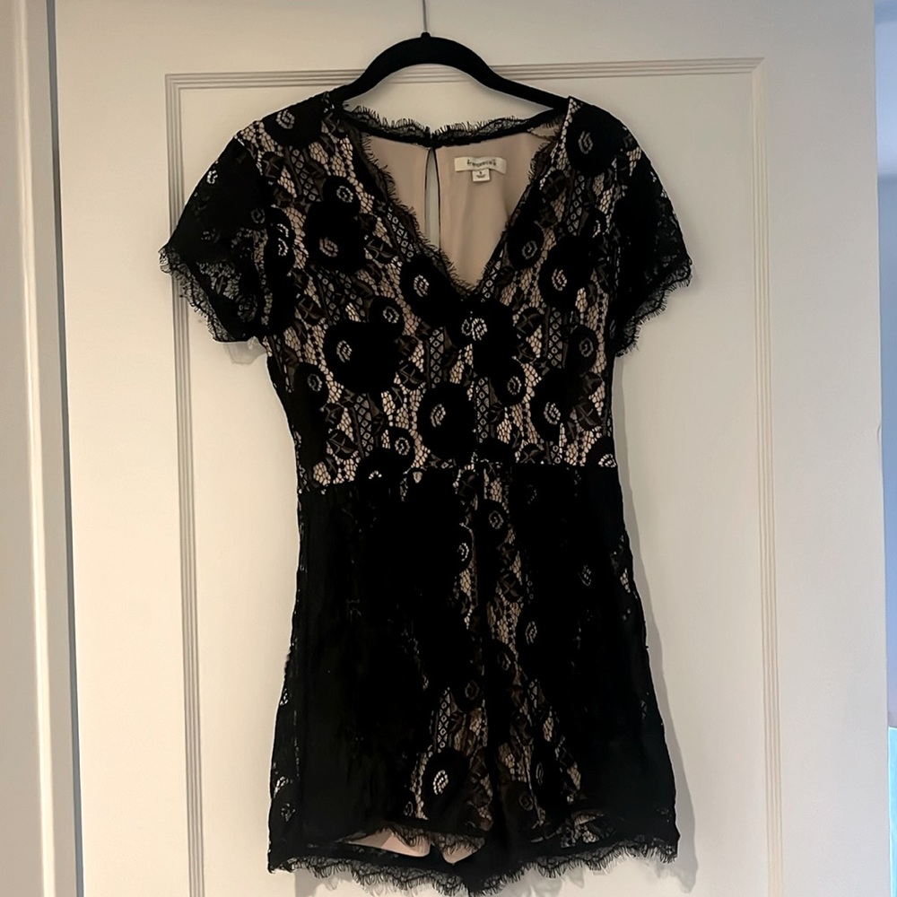 Black & Cream Lace Romper